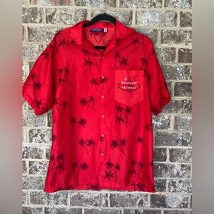 Pacific & Co Tony Montana Red Palms Las Vegas Short Sleeve Button Up Shirt Sz M
